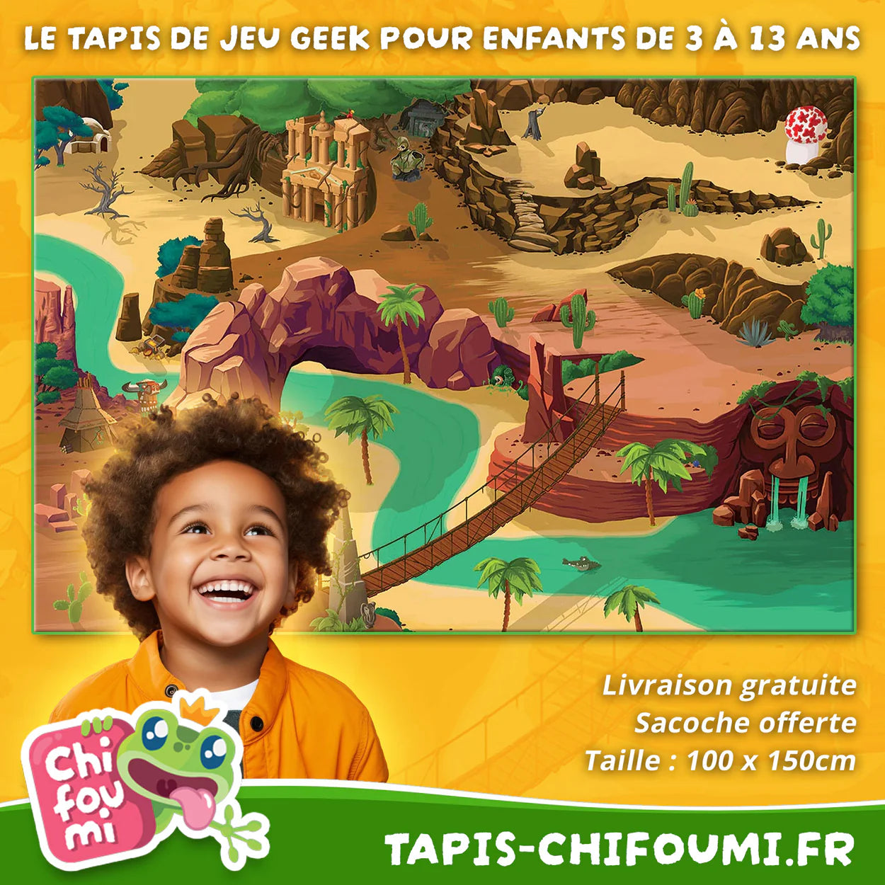 Tapis de jeu pour enfant “Adventureland” - 150x100cm