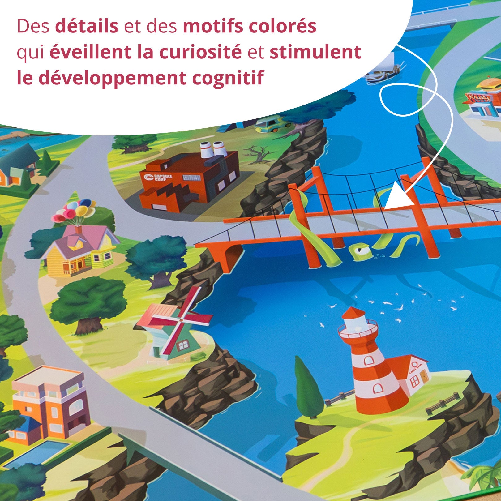 Tapis de jeu pour enfant "Hill Valley" - 150x100cm