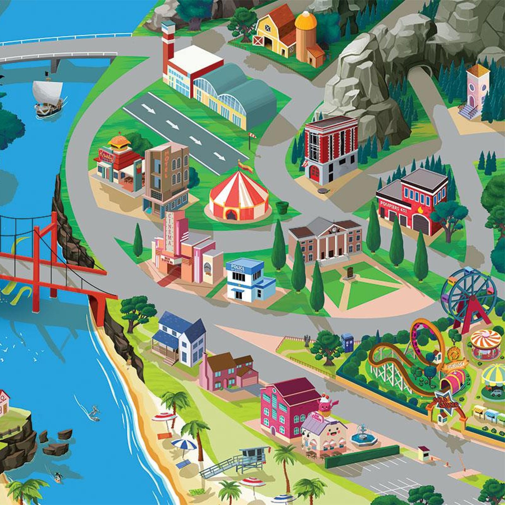 Tapis de jeu pour enfant "Hill Valley" - 150x100cm